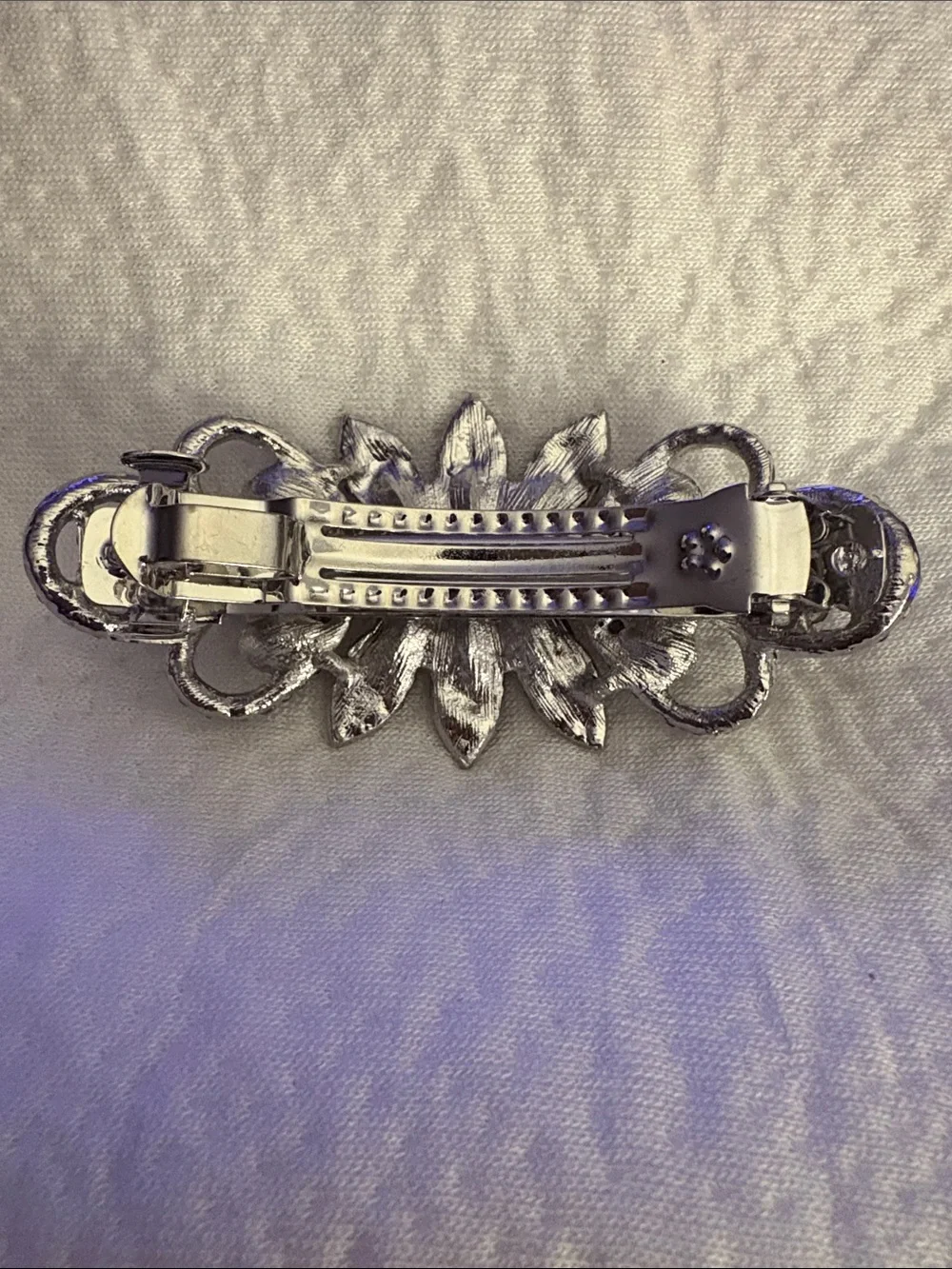 Purple Crystal Floral Barrette